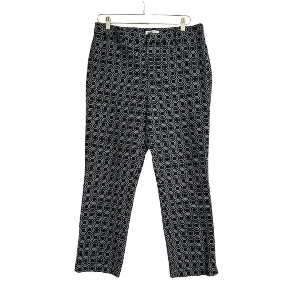 Coldwater Creek Natural Wear Trousers Women's 12 Black Gray Geometric‎ Office